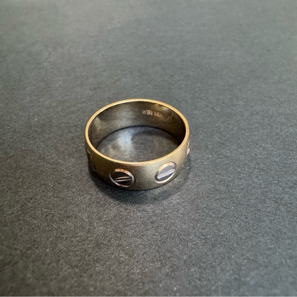 Vintage WBI 14K Two-Tone Screw Head Band Ring Size 5 Yellow White Gold - Picture 10 of 16